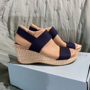 Brand New In Box - LifeStride Soft System - Delta, Navy Canvas Wedge shoes